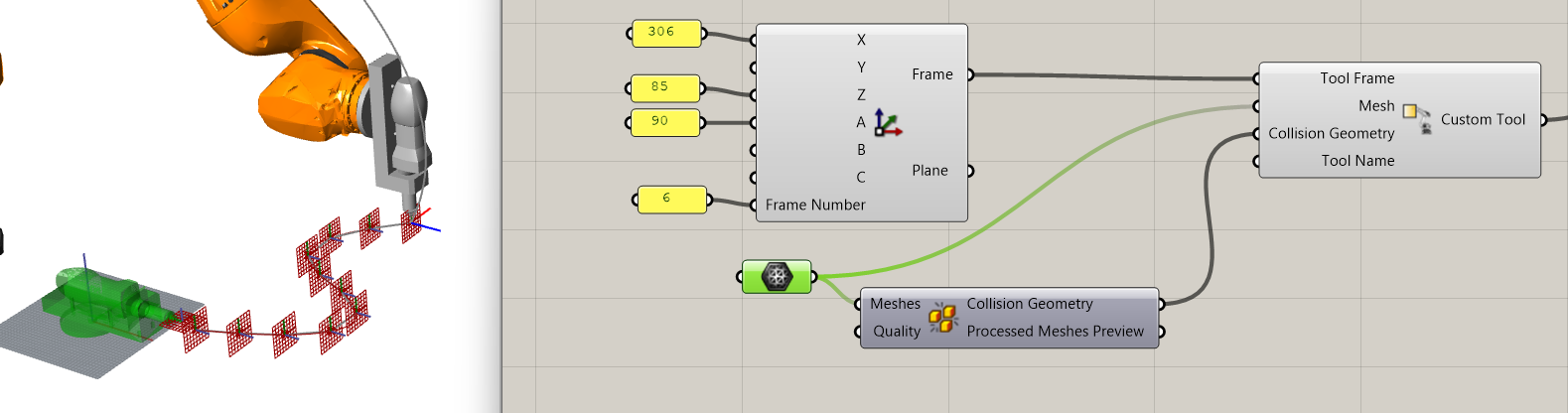 Custom tool definition in PRC for a KUKA robot.