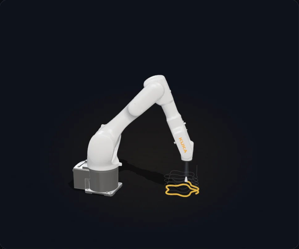 KUKA Agilus ultra robot following a layered fabrication path